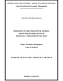 Doctoral thesis summary: Researching on organizational models and business operations of financial companies in Viet Nam