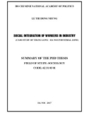 Summary of the Phd thesis Sociology: Social integration of workers in industry (Case study of Thang Long – Ha Noi industrial zone)