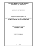 Summary of Phd thesis International Economics: Monetary policy rule and the applicability in Vietnam in the context of international economic integration