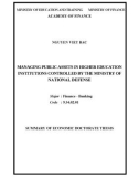 Summary of Economic doctorate thesis: Managing public assets in higher education institutions controlled by the Ministry of National Defense