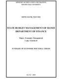 Summary of Economic Doctoral thesis: State budget management of Hanoi department of finance