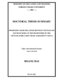 Doctoral thesis summary International economics: Promoting trade relations between Vietnam and south of Korea in the framework of the Vietnam- Korea free trade agreement (VKFTA)