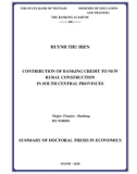 Summary of Doctoral thesis in Economics: Contribution of bank credit to new rural construction in South Central provinces