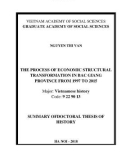 Summary of Doctoral thesis of History: The process of economic structural transformation in Bac Giang province from 1997 to 2015