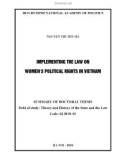 Summary of Doctoral thesis: Implementing the law on women's political rights in Vietnam