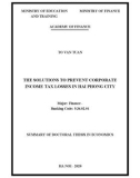 Summary of Doctoral thesis in Economics: The solutions to prevent corporate income tax losses in Hai Phong city