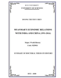 Summary of Doctoral thesis on History: Myanmar's economic relations with India and China (1991-2016)