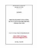 Luận văn Thạc sĩ Kinh tế: Một số giải pháp tăng cường quản lý ngân sách địa phương tỉnh Quảng Nam