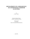 Master's thesis of Engineering: Development of a MEMS device to continuously monitor glaucoma