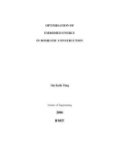 Master's thesis of Engineering: Optimisation of embodied energy in domestic construction