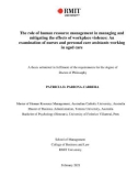 Thesis for the degree of Doctor of Philosophy: The role of human resource management in managing and mitigating the effects of workplace violence: An examination of nurses and personal care assistants working in aged care