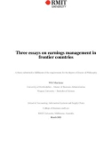 Thesis for the degree of Doctor of Philosophy: Three essays on earnings management in frontier countries