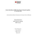 Doctoral thesis of Philosophy: Factors that influence middle class women's financial capability: An Australian study