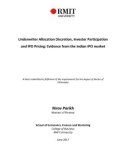 Doctoral thesis of Philosophy: Underwriter allocation discretion, investor participation and IPO pricing: evidence from the Indian IPO market