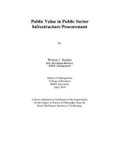 Doctoral thesis of Philosophy: Public value in public sector infrastructure procurement