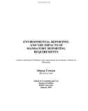 Doctoral thesis of Philosophy: Environmental reporting and the impacts of mandatory reporting requirements