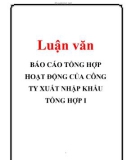 Luận văn: BÁO CÁO TỔNG HỢP HOẠT ĐỘNG CỦA CÔNG TY XUẤT NHẬP KHẨU TỔNG HỢP I