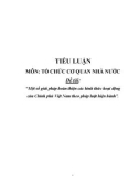 Tiểu luận: Một số giải pháp hoàn thiện các hình thức hoạt động của Chính phủ Việt Nam theo pháp luật hiện hành