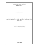 Luận văn Thạc sĩ Luật học: Chế độ pháp lý về quản trị công ty ở Việt Nam hiện nay