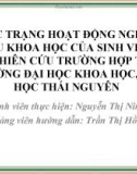 Thực trạng hoạt động nghiên cứu khoa học của sinh viên