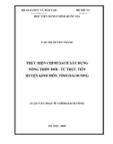 Luận văn Thạc sĩ Chính sách công: Thực hiện chính sách xây dựng nông thôn mới - Từ thực tiễn huyện Kinh Môn, tỉnh Hải Dương