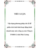 TIỂU LUẬN: Vận dụng phương pháp chỉ số để phân tích tình hình hoạt động kinh doanh máy móc công cụ của Công ty TNHH Cơ khí Phú Cường