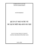 Luận văn Thạc sỹ Quản lý kinh tế: Quản lý Nhà nước về Du lịch trên địa bàn Hà Nội