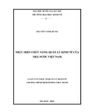 Luận văn Thạc sỹ Quản lý kinh tế: Thực hiện chức năng quản lý kinh tế của Nhà nước Việt Nam - Nguyễn Vinh Hưng