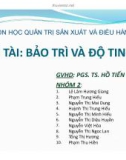 Thuyết trình: Bảo trì và độ tin cậy