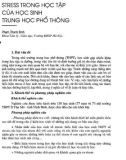 Báo cáo Stress trong học tập của học sinh Trung Học Phổ Thông 