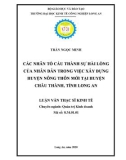 Luận văn Thạc sĩ Kinh tế: Các nhân tố cấu thành sự hài lòng của nhân dân trong việc xây dựng huyện nông thôn mới tại huyện Châu Thành, tỉnh Long An