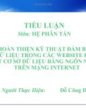 Báo cáo Hệ phân tán: Hoàn thiện kỹ thuật đảm bảo gắn bó dữ liệu trong các website khi cập nhật cơ sở dữ liệu bằng ngôn ngữ ASP trên mạng internet