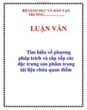 LUẬN VĂN: Tìm hiểu về phương pháp trích và sắp xếp các đặc trưng sản phẩm trong tài liệu chứa quan điểm