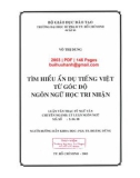 Luận văn Thạc sĩ Ngữ văn: Tìm hiểu ẩn dụ tiếng Việt từ góc độ ngôn ngữ học tri nhận