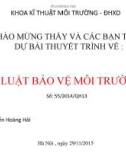 Bài thuyết trình về Luật bảo vệ môi trường: Chương 8 - Bảo vệ môi trường đô thị, khu dân cư