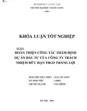 Khóa luận tốt nghiệp: Hoàn thiện công tác thẩm định dự án đầu tư của Công ty trách nhiệm hữu hạn TBGD Thắng Lợi