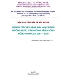 Nghiên cứu xây dựng quy hoạch môi trường nước vùng đồng bằng sông Hồng giai đoạn 2001-2010