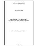 Luận văn Thạc sĩ Công nghệ thông tin: Khai thác dữ liệu trên web và xây dựng ứng dụng hỗ trợ nhập liệu