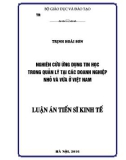 Luận án Tiến sĩ Kinh tế: Nghiên cứu ứng dụng tin học trong quản lý tại các doanh nghiệp nhỏ và vừa ở Việt Nam