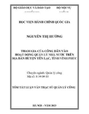 Tóm tắt Luận văn Thạc sĩ Quản lý công: Tham gia của công dân vào hoạt động quản lý nhà nước trên địa bàn huyện Yên Lạc, tỉnh Vĩnh Phúc