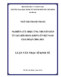 Luận văn Thạc sĩ Kinh tế: Nghiên cứu hiệu ứng truyền dẫn tỷ giá hối đoái (ERPT) ở Việt Nam giai đoạn 2001-2011