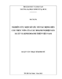 Luận văn Thạc sĩ Kinh tế: Nghiên cứu một số yếu tố tác động đến cấu trúc vốn của các doanh nghiệp sản xuất và kinh doanh thép Việt Nam