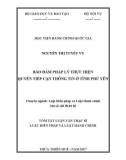 Tóm tắt Luận văn thạc sĩ Luật học: Bảo đảm pháp lý thực hiện tiếp cận thông tin ở tỉnh Phú Yên