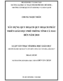 Luận văn Thạc sĩ Khoa học giáo dục: Xây dựng quy hoạch quy hoạch phát triển giáo dục phổ thông tỉnh Cà Mau đến năm 2010