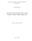 Luận án Tiến sĩ Toán học: Về một số vấn đề định tính của hệ phương trình vi phân phân thứ