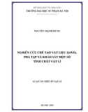 Luận án Tiến sĩ Vật lí: Nghiên cứu chế tạo vật liệu ZnWO4, pha tạp và khảo sát một số tính chất vật lí