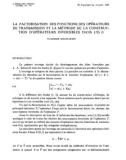 Báo cáo toán học: La factorisation des fonctions des operateurs de transmission et la methode de la construction d'operateurs inversibles dans L^2(0, l) 