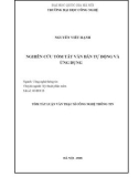 Tóm tắt luận văn Thạc sĩ Kỹ thuật phần mềm: Nghiên cứu tóm tắt văn bản tự động và ứng dụng