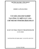 Luận văn Thạc sĩ Quản trị kinh doanh: Văn hóa doanh nghiệp tại Công ty Điện lực Lào - Chi nhánh Tỉnh Bolikhamxay