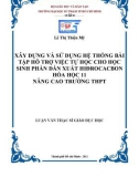 Luận văn Thạc sĩ Giáo dục học: Xây dựng và sử dụng hệ thống bài tập hỗ trợ việc tự học cho học sinh phần dẫn xuất Hiđrocacbon Hóa học 11 nâng cao trường THPT